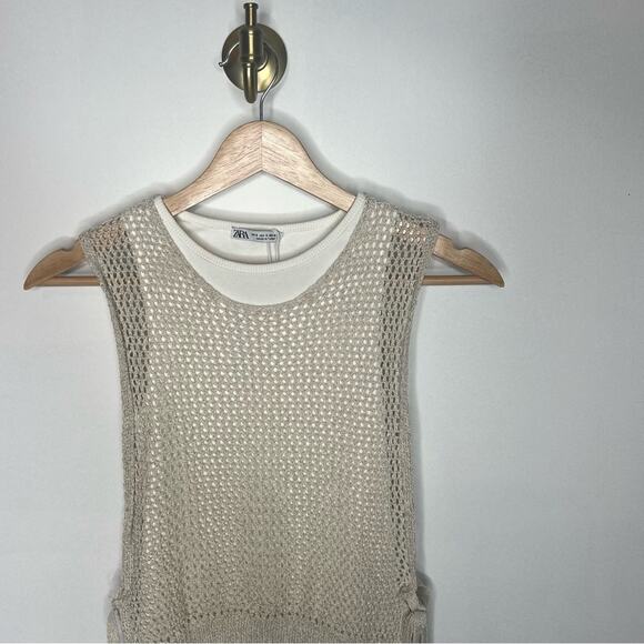 Zara Crochet Overlay Vest Tank Top - Picture 3 of 5